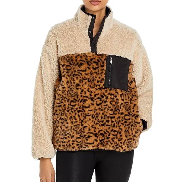 Rails Saga Colorblock Faux Fur Sweater Jacket Pockets Multi Size Small - Picture 1 of 11